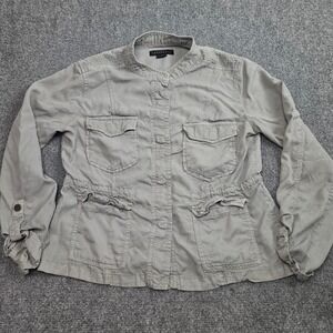 Sanctuary Utility Jacket Womens Medium Gray Olive Lyocell Field Coat XJD187E1